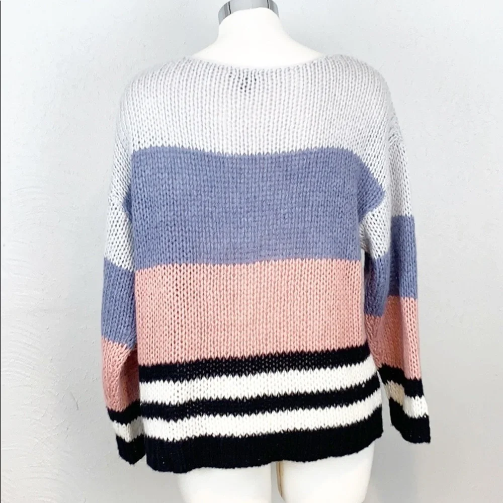 Lucky Brand Colorblock Knit Weave Sweater M